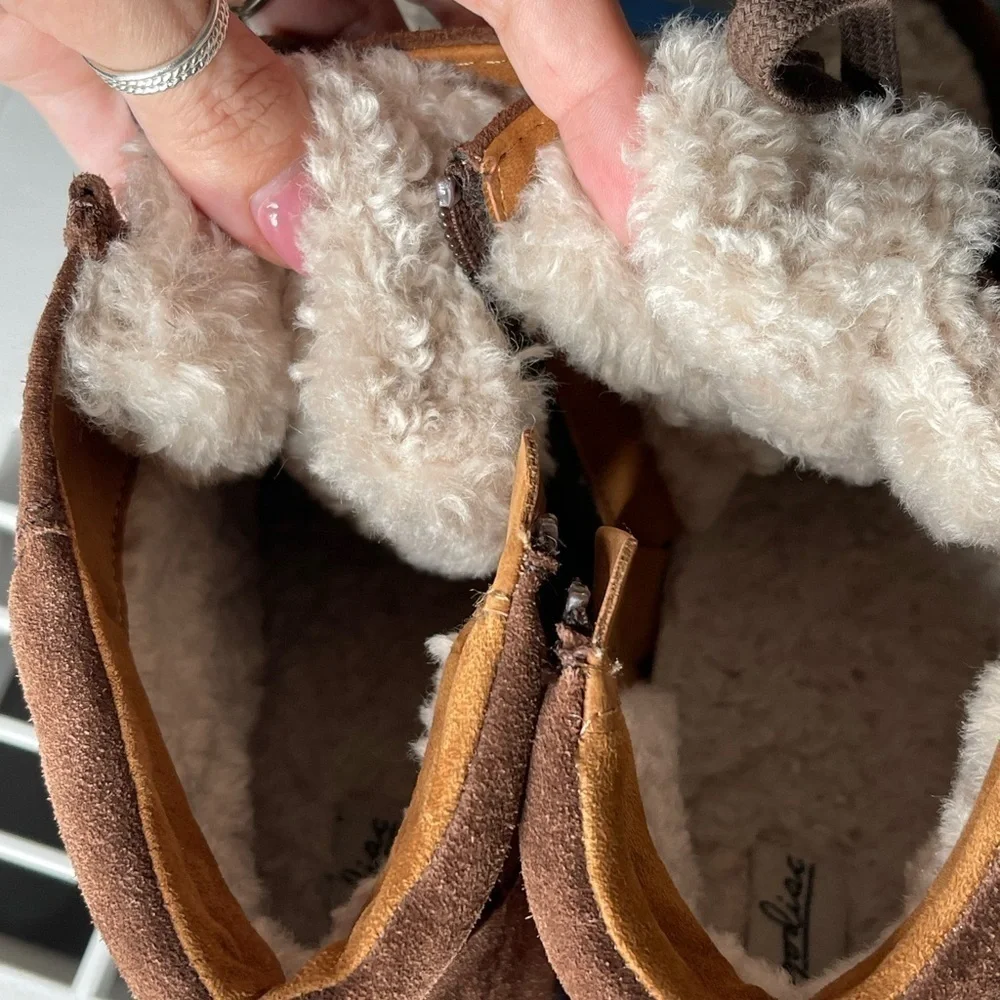Zodiac Pierson Brown Suede Wedge Ankle Boots Faux Fur Lined | Women’s 9